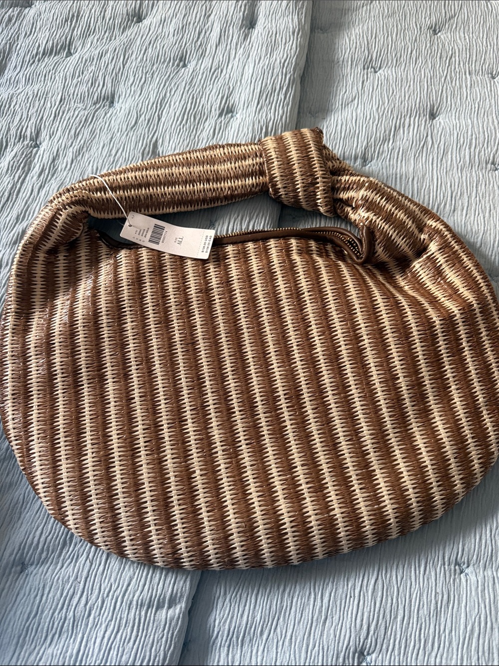 NWT Anthropology Woven Knot-Handle Shoulder Bag - Brown Multi